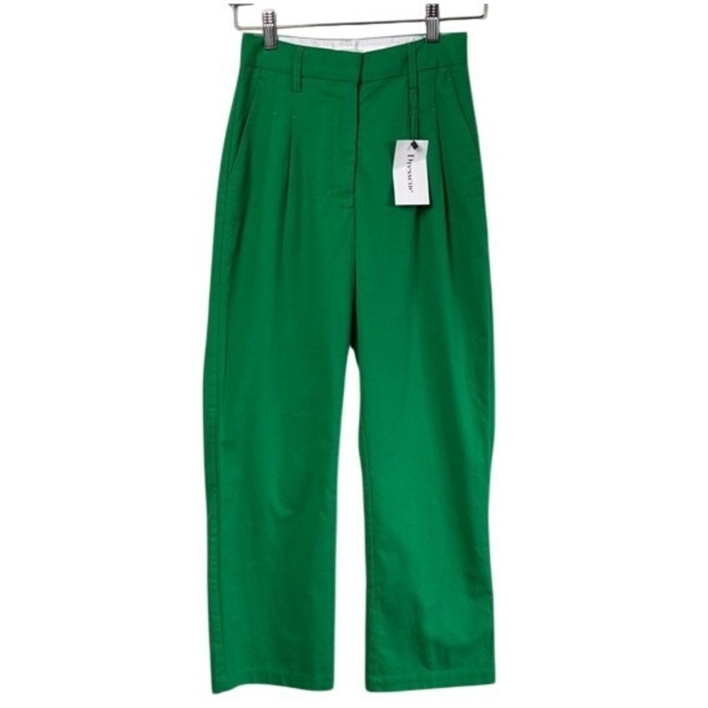 Crescent Green Women's Tailored Pleated Linen Blend Trousers XS Like New